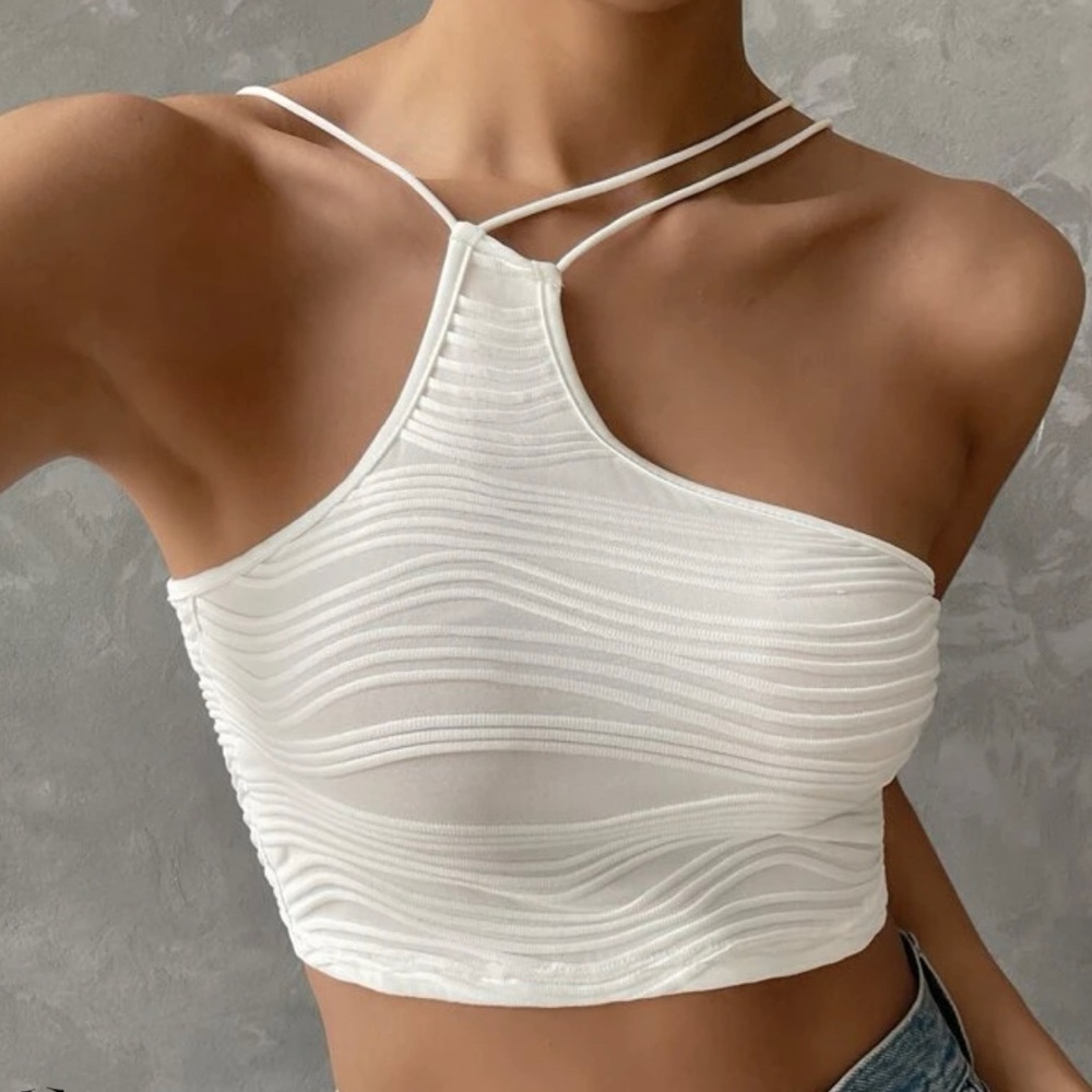 Textured crop tank top